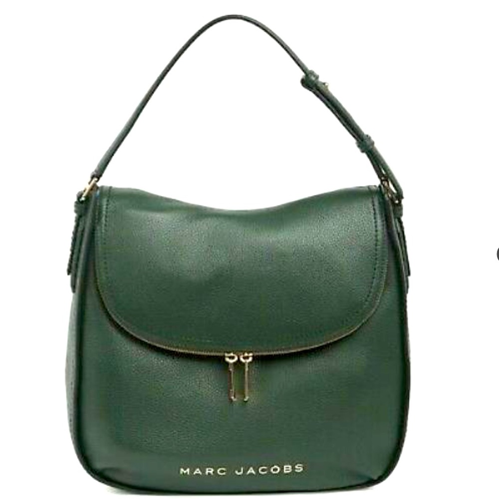 Marc Jacobs Leather Flap Hobo Shoulder Bag Kombu Green